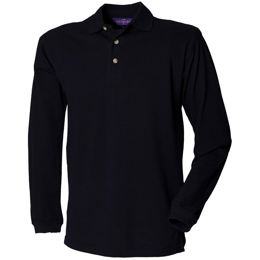 Henbury Mens Pique Long-Sleeved Polo Shirt