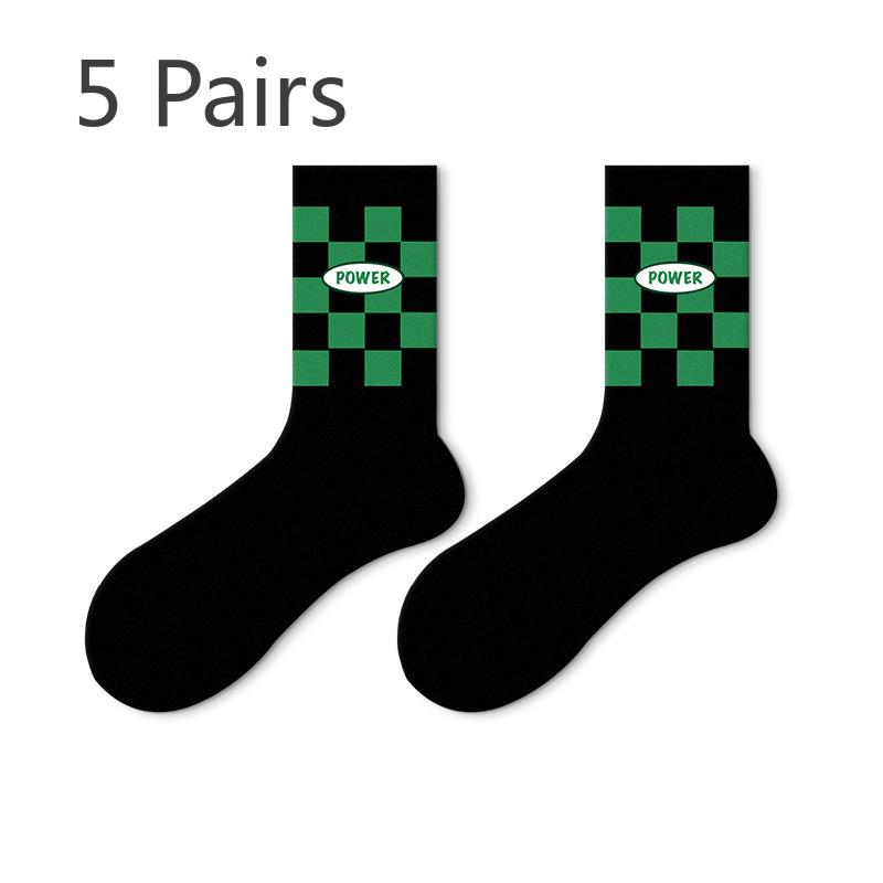 

5 пар женских весенних и осенних полосатых носков All Wear Outside The Tube 5 Pairs чёрный/зелёный