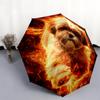 Flammendes Shih Tzu Muster, automatisch faltbarer Regenschirm, tragbares und faltbares Design, 8 Speichen, ein Weihnachts- oder Geburtstagsgeschenk.