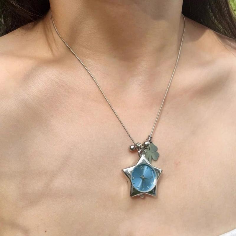 Trendy Four Leaf Symbol Necklace for Everyday Wear Stainless Steel Neckwear Jewelry Gift with Lucky Charm Design