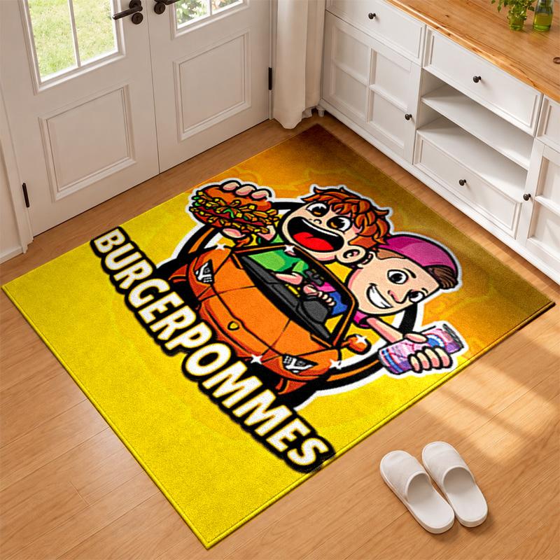 Burger Pommes Carpet Door Mat for Living Room or Bedroom Protective Mat Under Chair Office Decoration Christmas Gift Birthday Present