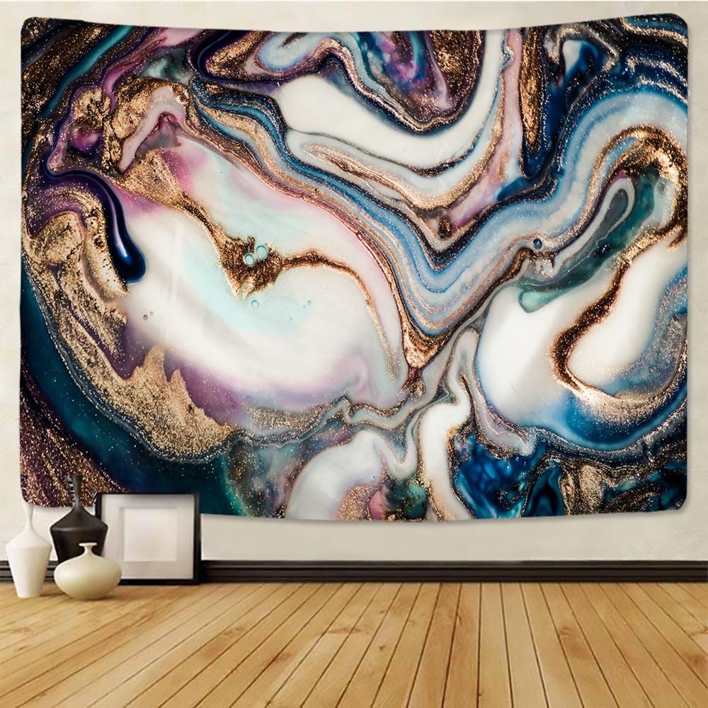 

Психоделический мраморный абстрактный гобелен, золотая фольга, красочный бохо-арт, украшение для дома, ковер, хиппи, настенный гобелен с мандалой 95x70CM