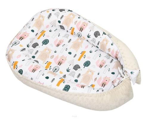 Baby cocoon wrap, double-sided, minky (beige + bears)