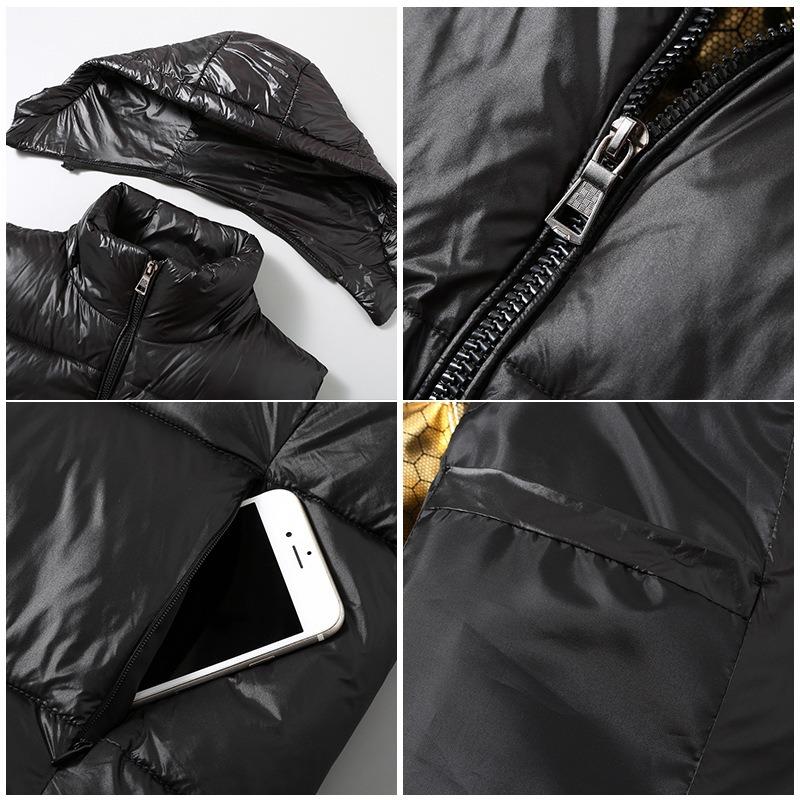 Black and Gold Down Cotton Couple Vest New Men's and Women's Casual Loose Temperament Cold Suit Vest Jacket