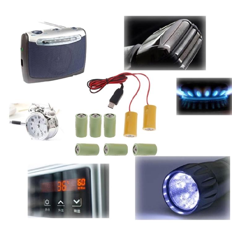 USB Power Supply Cable for LR20 D Battery,Replace 6V Battery,Reusable Battery