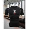 Maglia Compressiva Uomo Asciugatura Rapida Bianca Palestra T-Shirt Stampa Ragno Bianco Rosso Abbigliamento Sportivo Allenamento