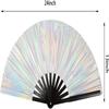 Bamboo Large Folding Hand Rave Fan Large Clack Handheld Fan for Party  Party