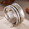 Ethnic Hand Carved Wide Women's Ring Two Color Metal Geometry Daily Wear Party Jewelry Anniversary Gift