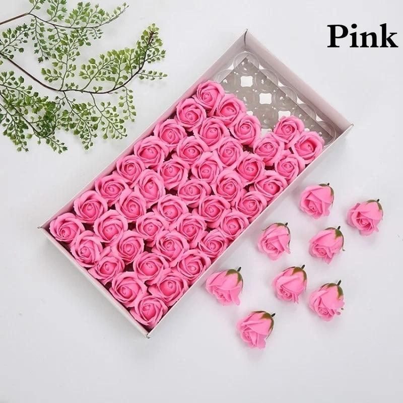 50pcs/box Soap Rose Heads Romantic Wedding Valentine's Day Gift Wedding Banquet Home Decoration Holding Flowers
