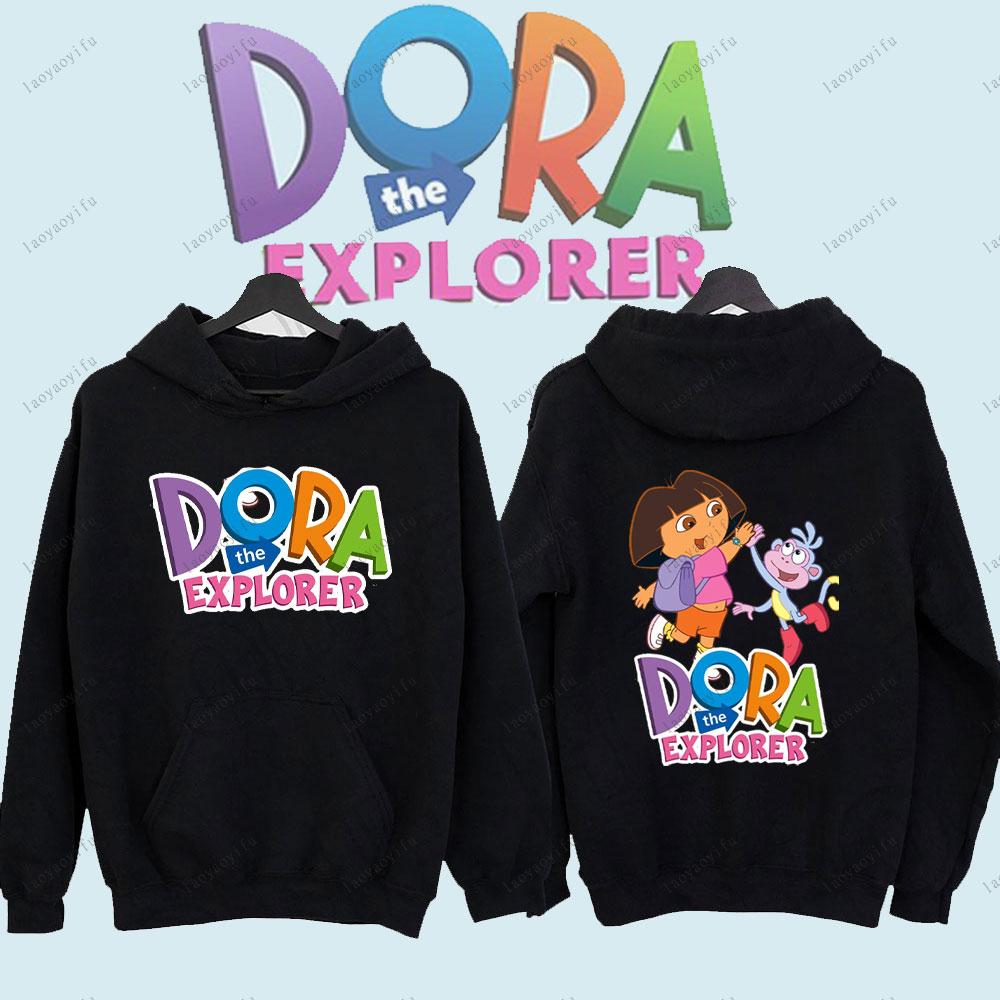 

Dora The Explorer 2 Sided Hoodies Cute Anime Cartoon Pullover Unisex Women Men Sportswear Sportswear Winter Keep Warm Hoodie 3XL