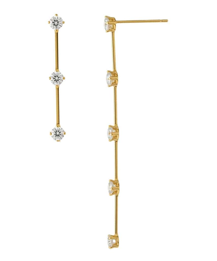 Alleun Silver 925 Cubic Drop Asymmetrical Earrings