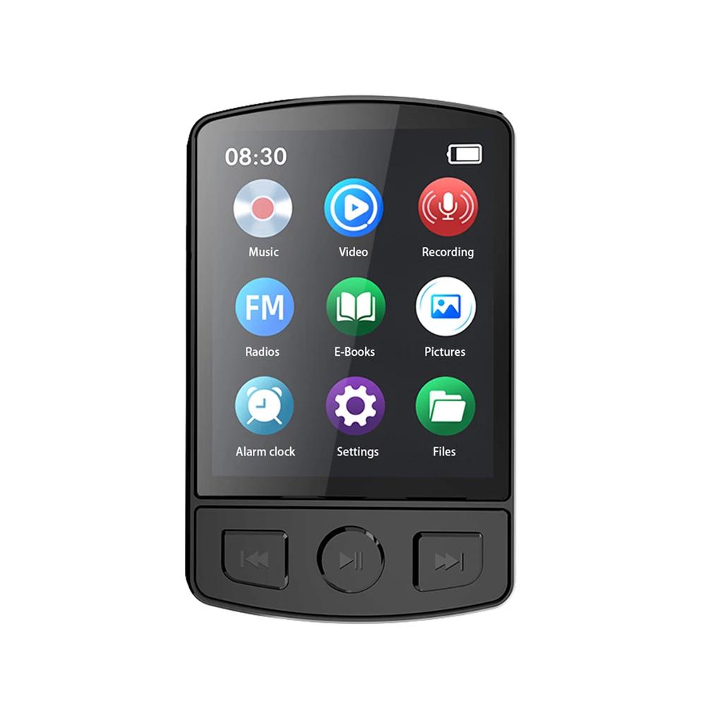 A7 Bluetooth 5.2 MP3 Player Back Clip Sports Music Walkman with Screen Recorder Support FM, Recording, eBook, Alarm Clock