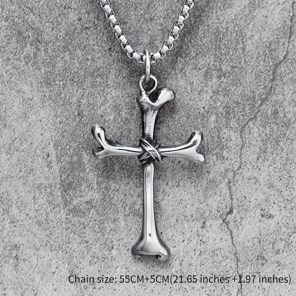 Creative Skeleton Cross Men Necklace Pendant Chain Rock Punk Rap for Biker Male Jewelry Gift