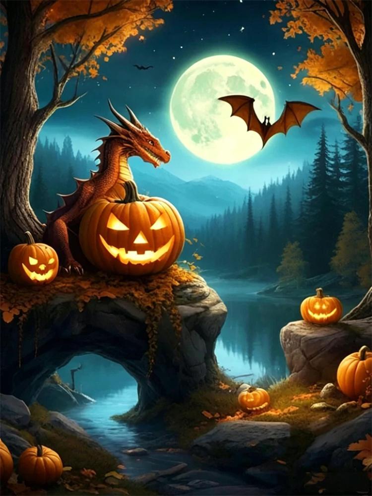 5D Diamond Painting Halloween Fantasy Dark Style Decoration DIY Full Diamond Mosaic Inlaid Cross Stitch Set Gift