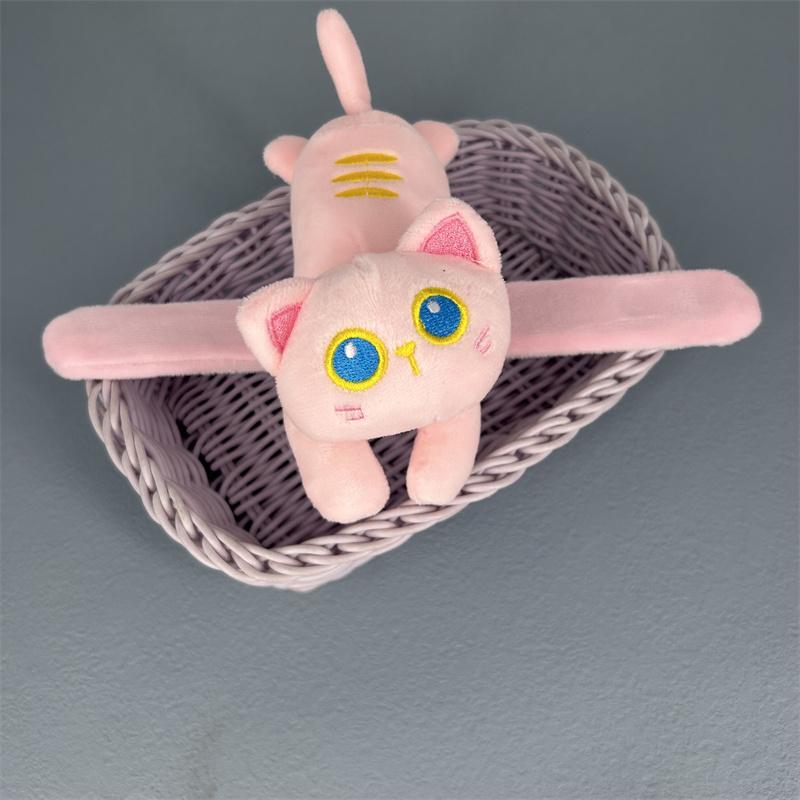 Mooie 4 Kleuren Kat - 14Cm Dier Klap Snap Wikkel Polsband Armband Pluche Knuffel Hand Ring Polsband Speelgoed Pop
