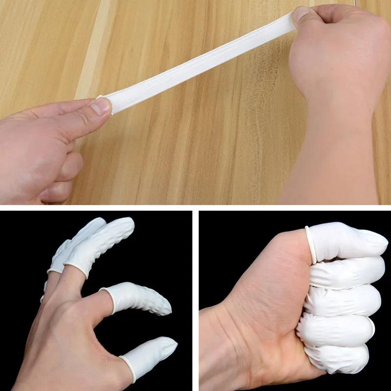 300PCS White Disposable Latex Finger Cover Natural Rubber Gloves Thumb Covers Protector for Fingertips Non-slip Nail Tool