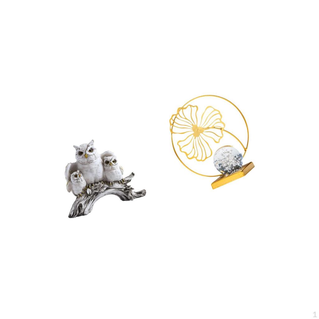 Owl Sculpture Figurine Tabletop Ornament Decorative Statue for Living Room Office Bookshelf Desk