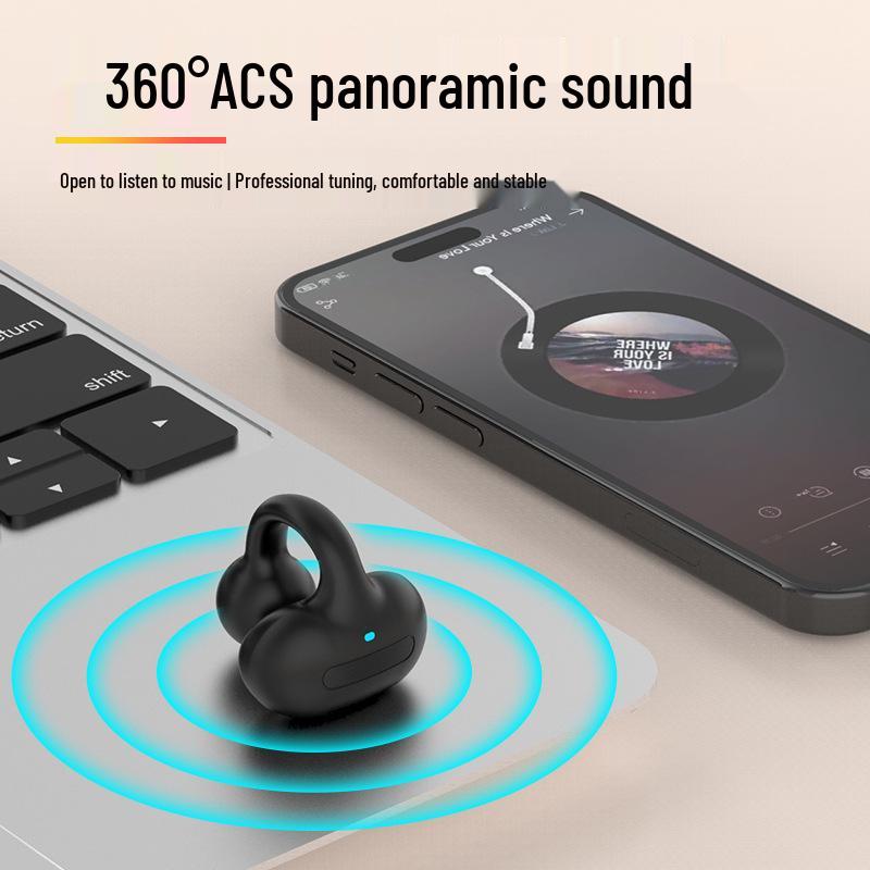 M-S8 Clip-On Bluetooth Earbud: Wireless, Painless Fit for Running and Business, Single Ear Stereo.