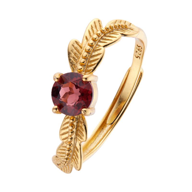 Caibao Кольцо из стерлингового серебра S925 с натуральным камнем гранат Женское Невыцветающее Кольцо Нишевое Высококачественное Ощущение