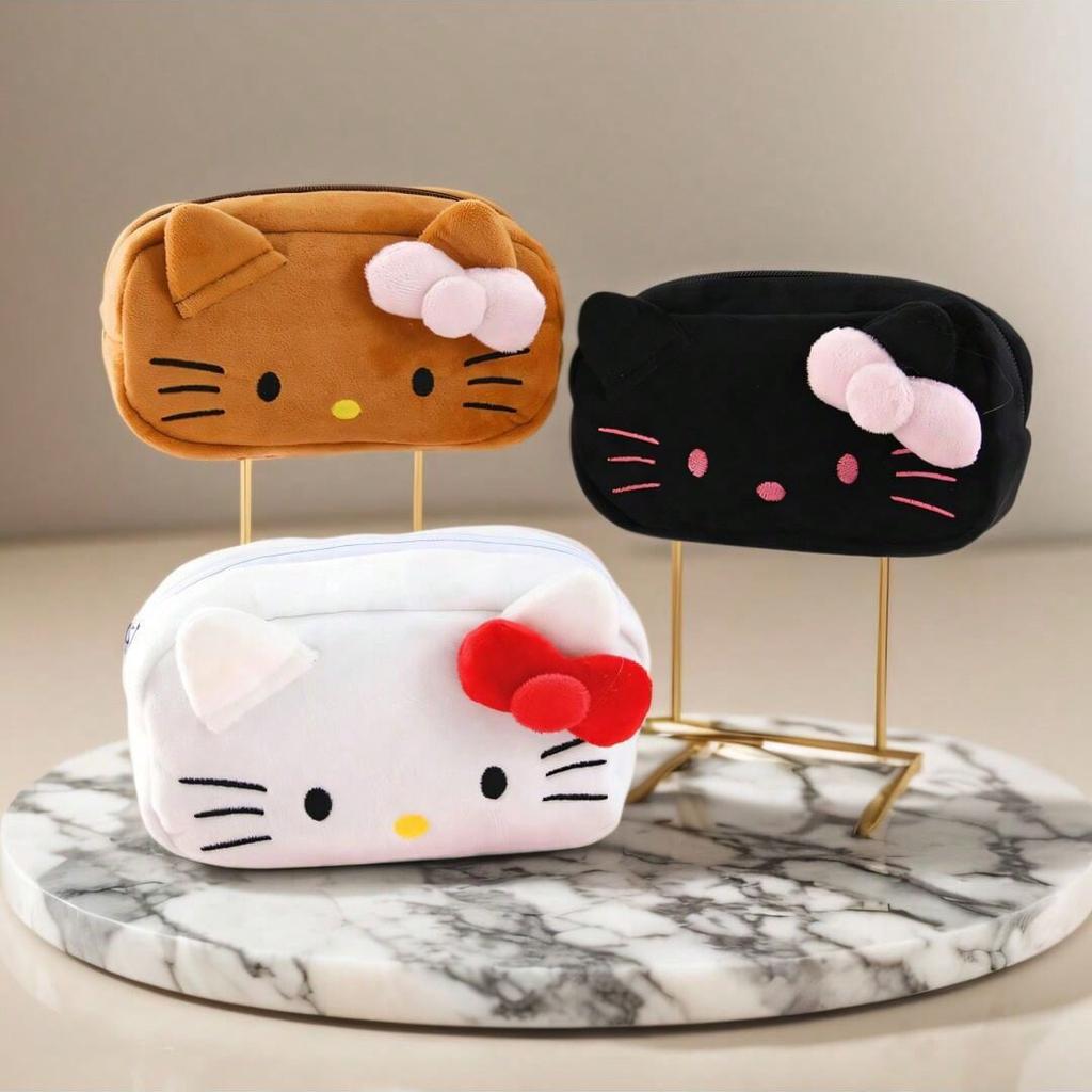 1pc Cute Cartoon Plush Pencil Case,Big Capacity Stationery Pouch, Stationery Storage Box Back To School (No Clips)
