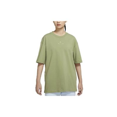 Logo Round Neck Pullover Short Sleeve Drop Shoulder T-Shirt Women T-Shirt Olive-Green DM5308-399