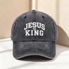 Jesus Is King Washed Baseball Cap - Christian Faith Hat for Church & Casual Wear
