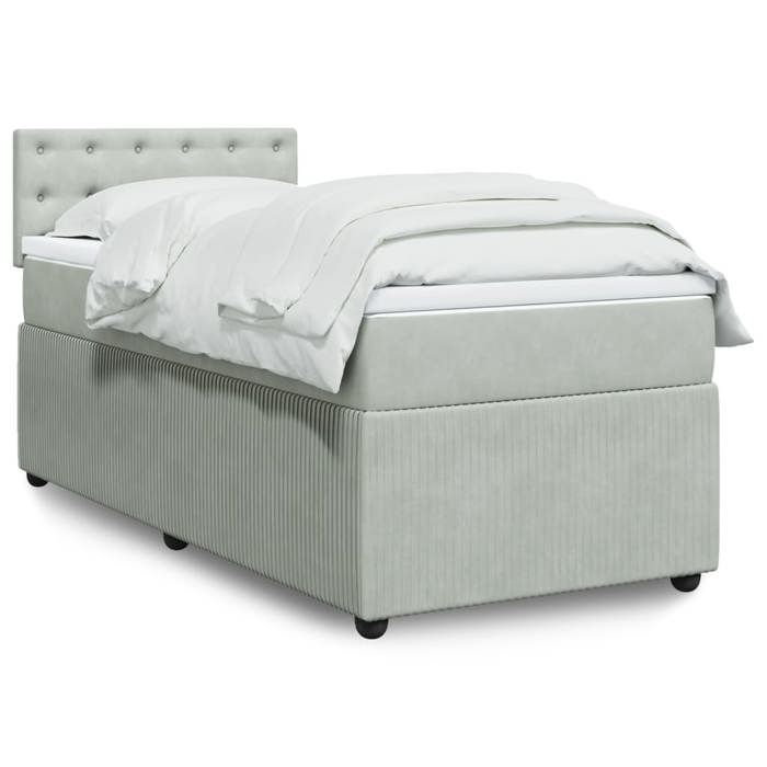 VidaXL Sommier à lattes de lit et matelas Gris clair 100x200cm Velours 3289974