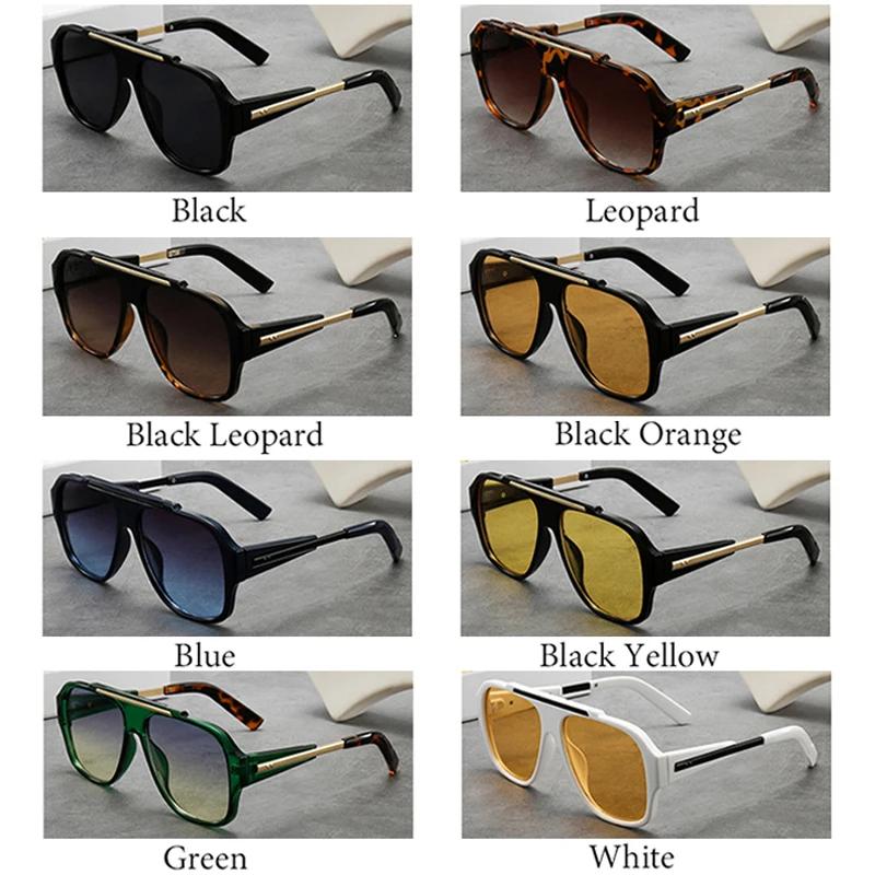  New Fashion Rivets Square Women Sunglasses Shades UV400 Retro Trending Gradient Men Punk Yellow Sun Glasses