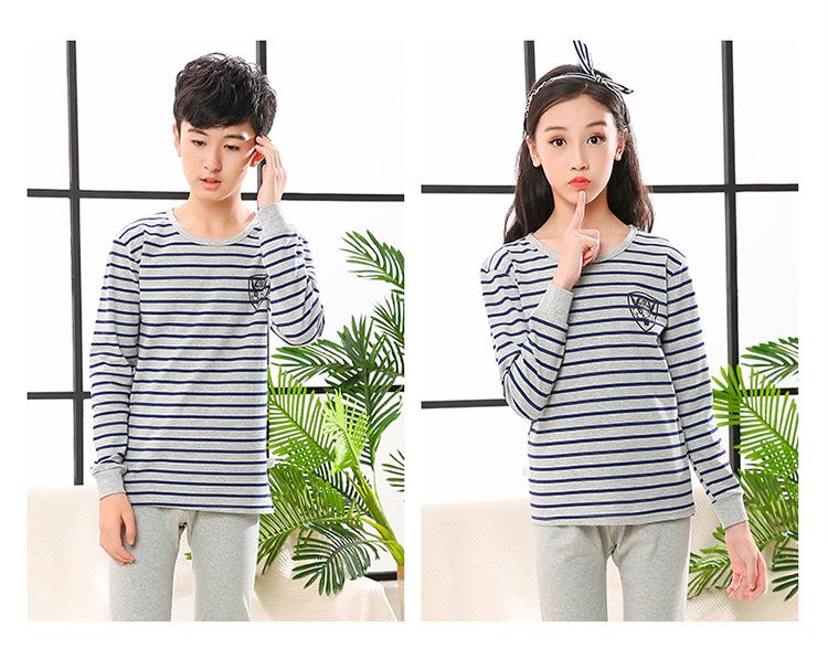 Teen Boys' Autumn Cotton Clothes Set: Thin Style Underwear and Wool Shirt for Junior High Students