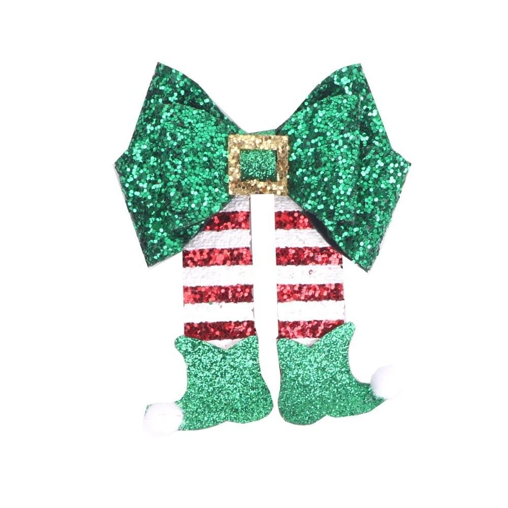 Sequin Christmas Bow Hair Clip Red Bow Side Clip Barrette Christmas Boot Hair Clip Women Girls