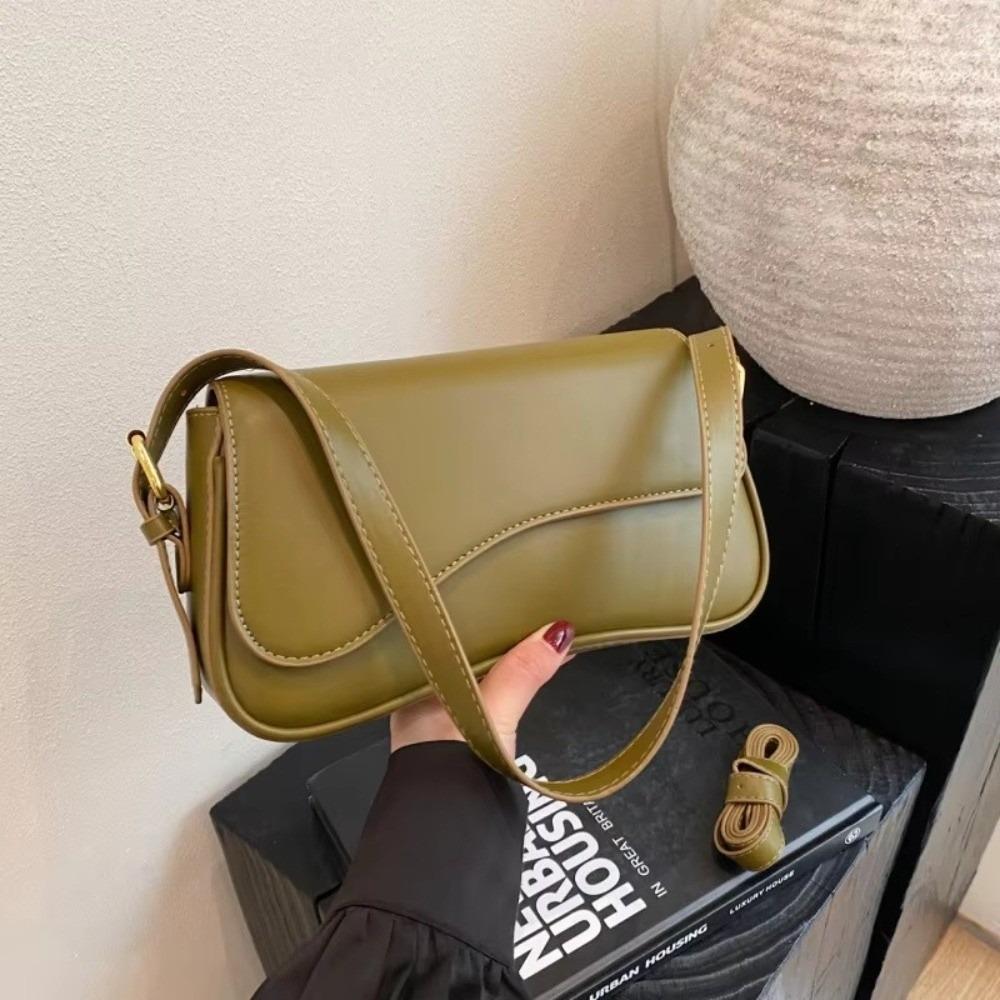 Stylish Retro PU Leather Underarm Bag Fashion Small Square Shoulder Crossbody Handbag for Women