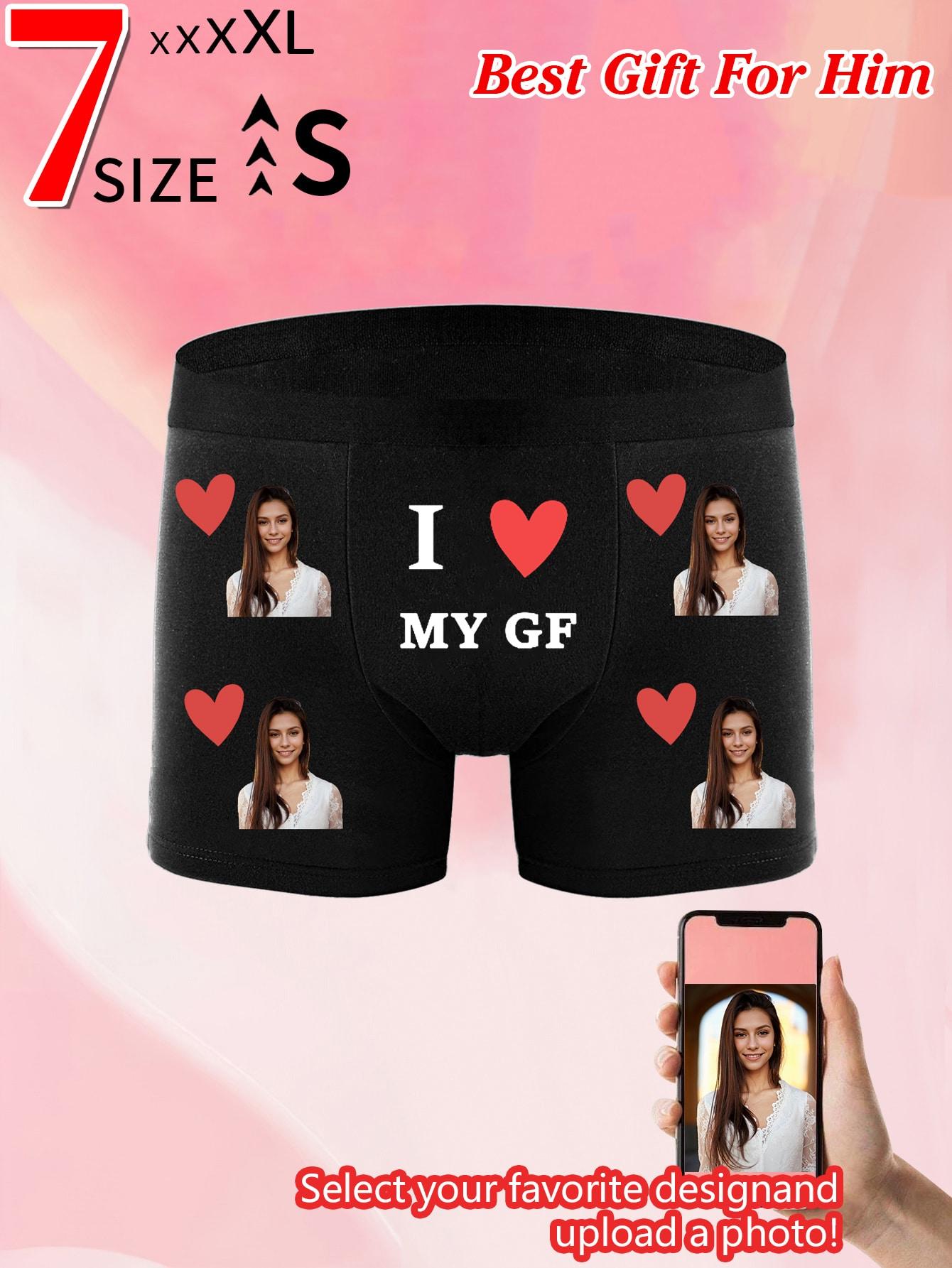 

Индивидуальное мужское нижнее белье-боксеры с принтом в виде сердца, эластичное и мягкое, удобное, повседневное персонализированное нижнее белье, идеальный подарок для парня M чёрный