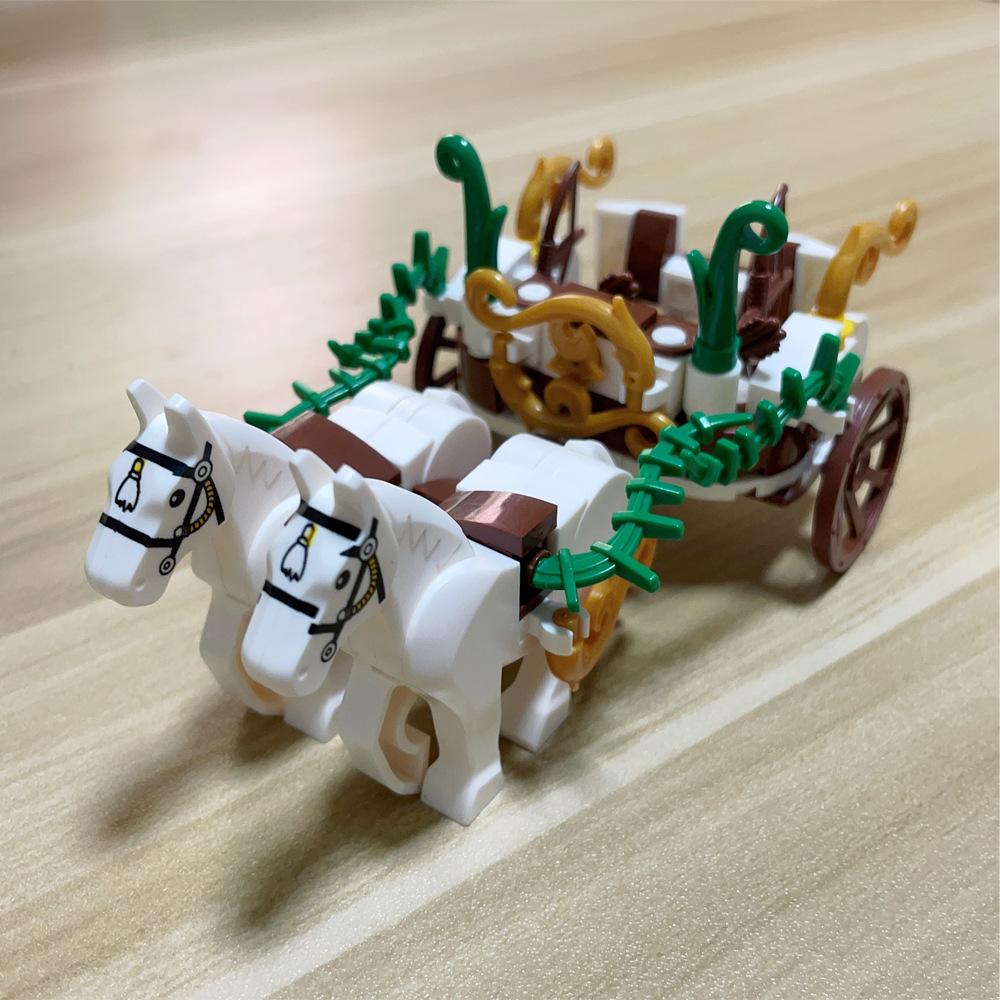 Building Block Carriage Medieval Chariot Prisoner Cart Military Weapon Accessories Weapon Assembly Small Particle Scene Model