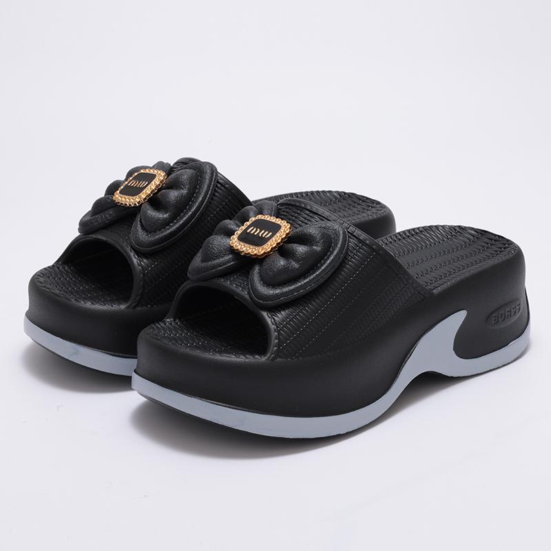 

Fashion Smile New Platform Sandals Women for Summer 2025 6CM Heightened Bow Sandals with Antiskid Sole Stylish EVA Slippers For Women 35-36 чёрный