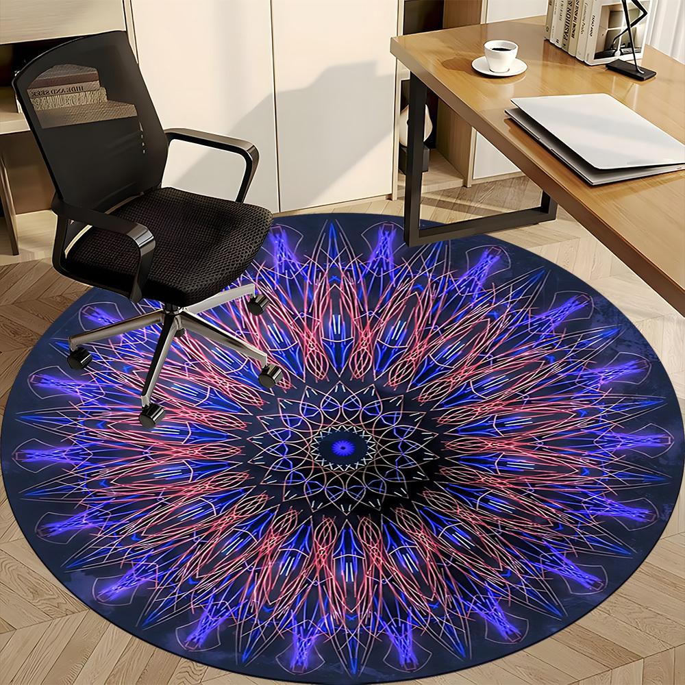 1pc Abstract Mandala Design Chair Carpet for Office Non-Slip Mat for Office - Decorative Floor Mat yy251030269