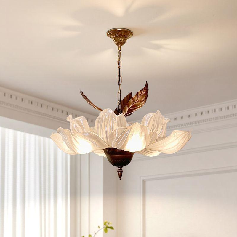 Nordic French Retro Petal Chandelier Living Dining Room Bedroom Home Lighting Led Pendant Lamp Study Loft Hanging Light Fixture