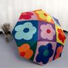1pc Floral Pattern Automatic Folding Umbrella - Compact 8-Rib Design, Durable Plastic & Iron, Lightweight for Outdoor Daily Use044