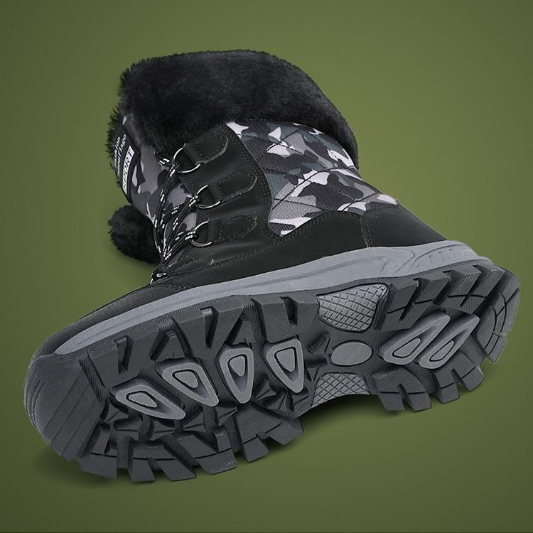 Damen Winterstiefeletten mit Camouflage-Muster, lässig, PU-Canvas, zum Schnüren, warme Baumwollschuhe für den Außenbereich, große hohe Stiefel, dicke rutschfeste Schuhe