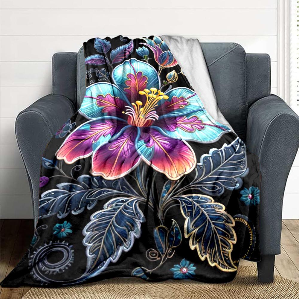 1pc Fantasy Flower Blanket Lightweight Flannel Blanket Throw Blanket For Sofa, Bed, Travel, Camping, Livingroom, Couch, Chair, And Bed yy2509026185