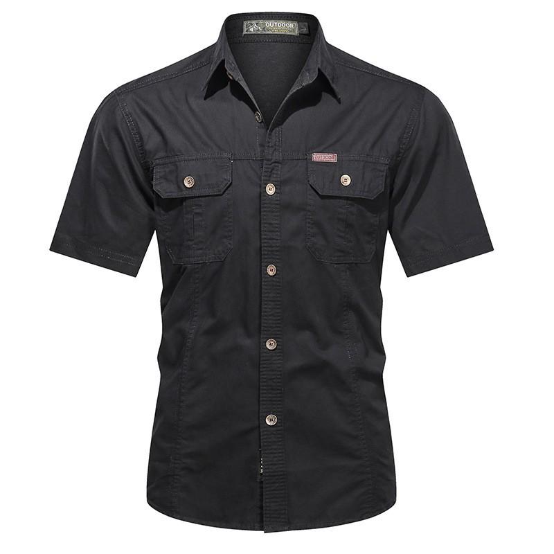 Mens Lightweight Quick-Dry Work Shirt With Multiple Pockets Loose Fit Cotton Long Sleeve Outdoor Casual