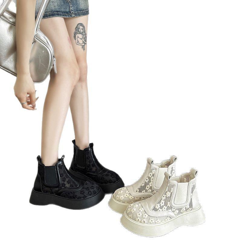 Women's Shoes 2025 New Hot Sale Slip On Women's Vulcanize Shoe Spring Round Toe Net Cloth Breathable Mid Heel Sport Shoes Ladies