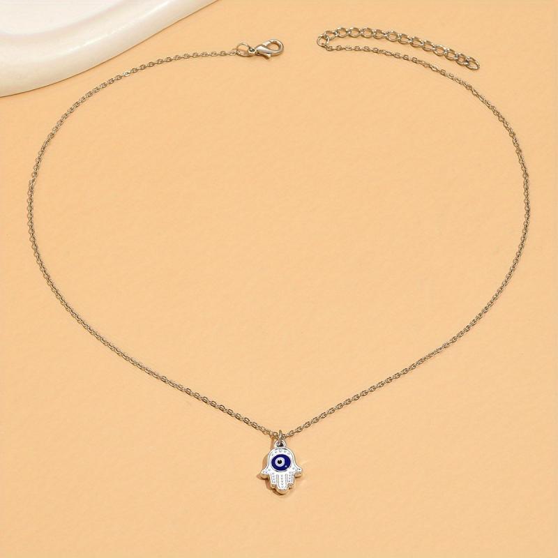 

1 шт. Женское простое ожерелье с подвеской в виде глаза, классическое украшение на удачу, украшение на шею для женщин серебряный