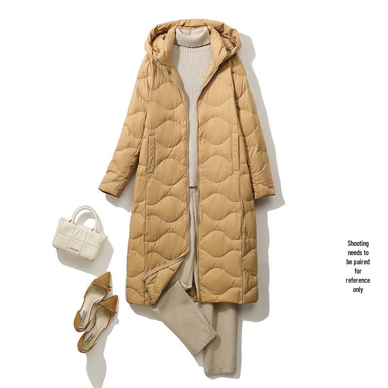 Youjia Damen Extra Lange Kapuzen-Daunenjacke - Schlankmachend und Warm für Herbst/Winter.