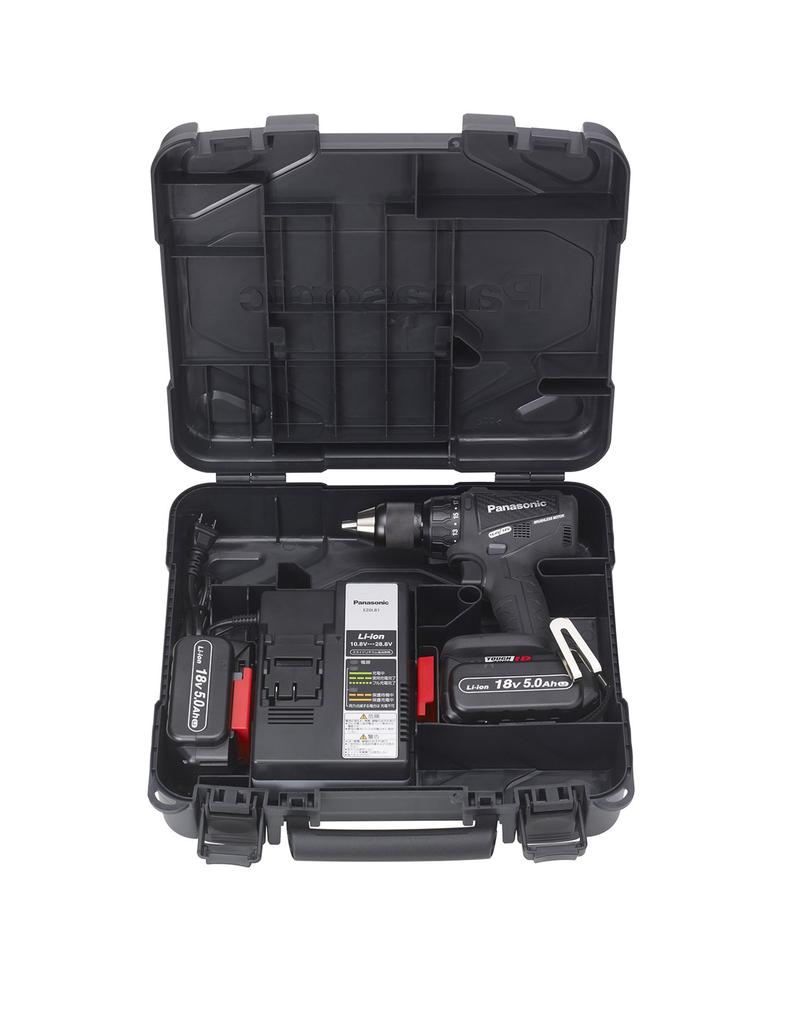 Panasonic EZ79A2 Dual Cordless Drill Driver with Vibration with Speed Limit Two 18V Battery and Case Black (14.4V/18V) Function, Setting, IP56,