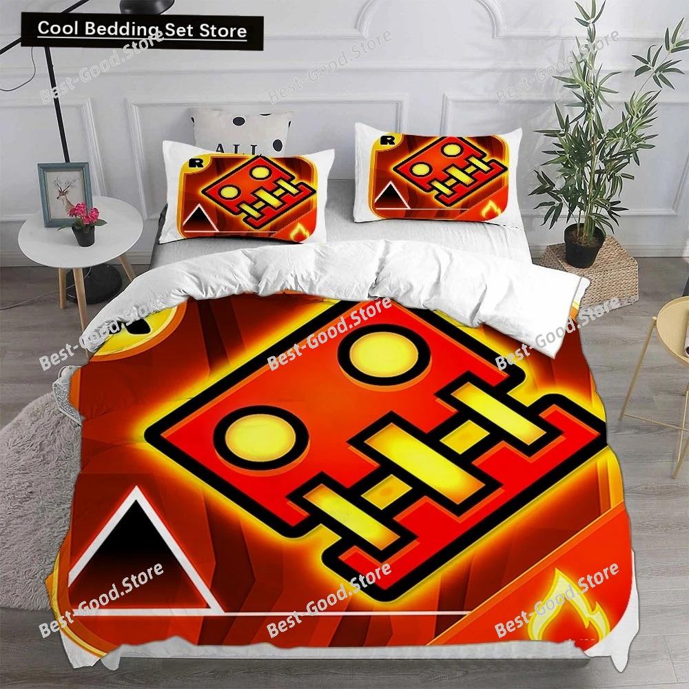 3D Geometry Dash Bedding Set Comforter Quilt Bed Cover Duvet Cover Pillow Case 3 Pieces Set Bedroom Decoration Home Textiles 032