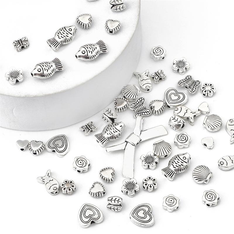 10-50 stk Legering Hjerte Butterfly Anheng Charms Shell Leaves Perler For DIY Armbånd Å gjøre smykker Funn