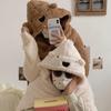 2024 Cute Cartoon Bear Hooded Shawl Blanket - Cozy and Thick for Women