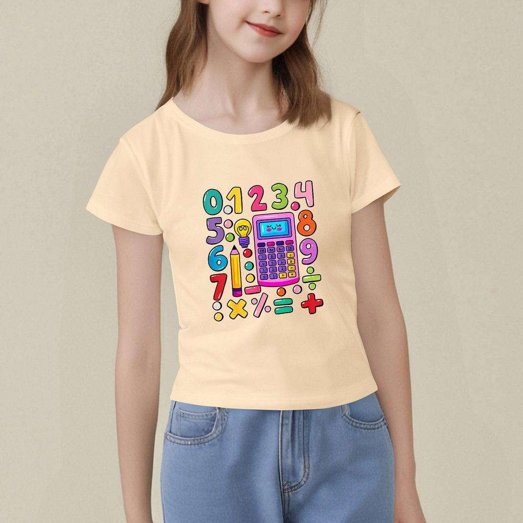 Dziecięca Koszulka z Nadrukiem z Krótkim Rękawem z Okrągłym Dekoltem Casualowa Wygodna Luźna Lekka