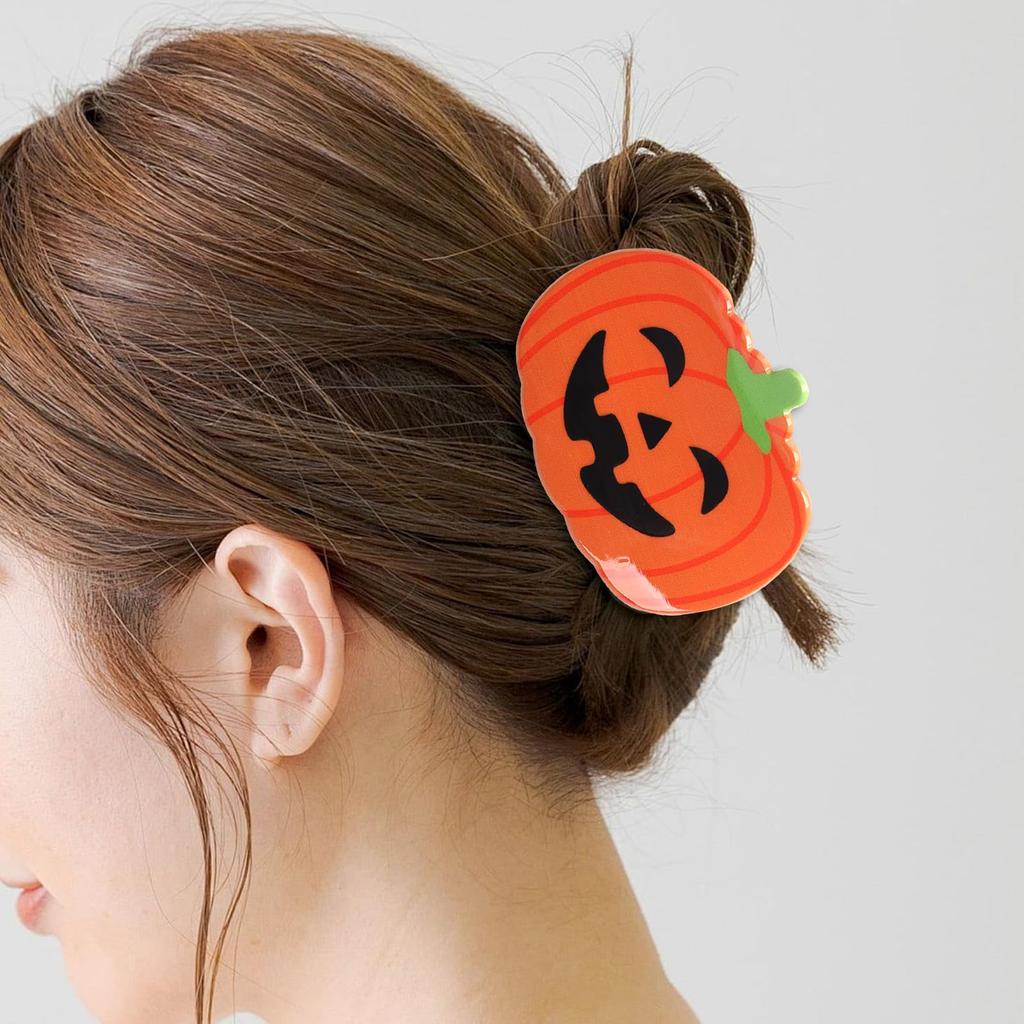 Halloween Pumpkin Hair Clips For Women - Small Hairpins For Thin Hair, Cute Barrettes, Nonslip Clamp Accessories (Orange)
