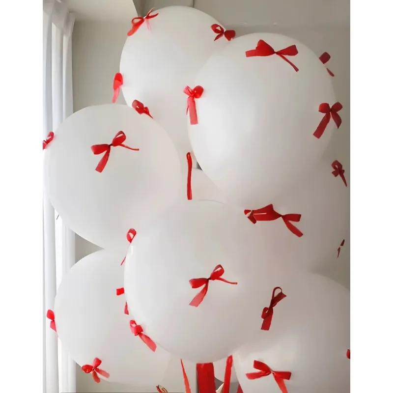 Rosa rosettband Coquette Ballonger för Möhippa Förlovning Bröllop Baby Shower Dekorationsballonger